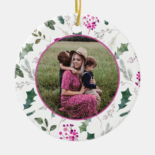 フローラエレガントのクリスマスフォト セラミックオーナメント (正面)