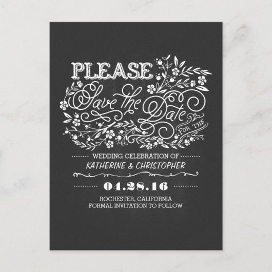 フローラエレガントのヴィンテージは日付を保存 案内ポストカード (正面)