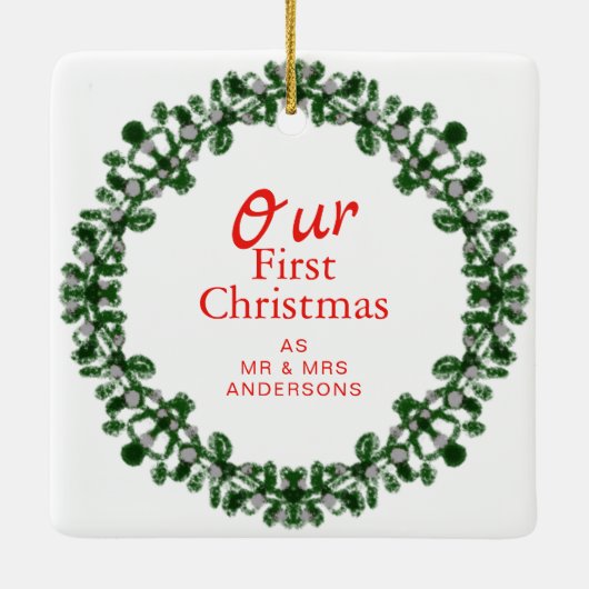 フローラエレガントの初めてのクリスマスはミスター・アンド・ミセス セラミックオーナメント (裏面)