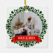 フローラエレガントの初めてのクリスマスはミスター・アンド・ミセス セラミックオーナメント (正面)
