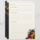 フローラエレガントの台所からの空白のレシピ レターヘッド (正面/裏面)