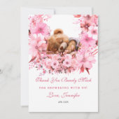 フローラエレガントの多くのピンクの赤ちゃんシャワー サンキューカード (正面)