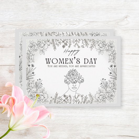 フローラエレガントの女性の日の歴史ありがとうご注意 サンキューカード