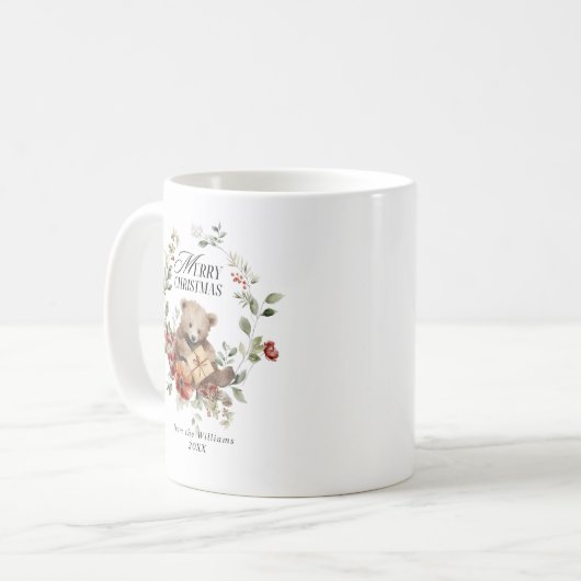 フローラエレガントの水彩メリークリスマスの願い コーヒーマグカップ (正面左)