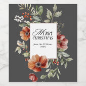 フローラエレガントの水彩メリークリスマスの願い ワインラベル (シングルラベル)