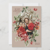 フローラエレガントの水彩メリークリスマスフォト シーズンカード (正面)