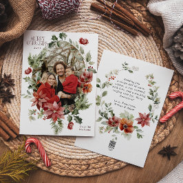 フローラエレガントの水彩メリークリスマスフォト シーズンカード