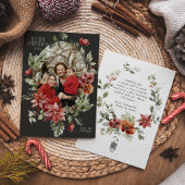 フローラエレガントの水彩メリークリスマスフォト シーズンカード