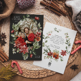 フローラエレガントの水彩メリークリスマスフォト シーズンカード