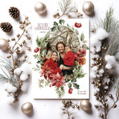 フローラエレガントの水彩メリークリスマスフォト シーズンカード