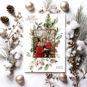 フローラエレガントの水彩メリークリスマスフォト シーズンカード