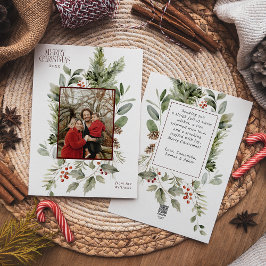 フローラエレガントの水彩メリークリスマスフォト シーズンカード