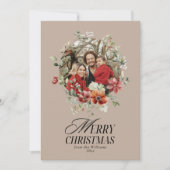 フローラエレガントの水彩メリークリスマスフォト シーズンカード (正面)