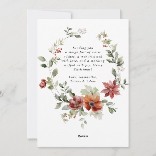 フローラエレガントの水彩メリークリスマスフォト シーズンカード (裏面)