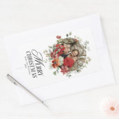 フローラエレガントの水彩メリークリスマスフォト 長方形シール (封筒)