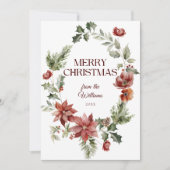 フローラエレガントの水色ブラックメリークリスマス シーズンカード (正面)