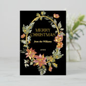 フローラエレガントの水色ブラックメリークリスマス 箔シーズンカード (立ち正面)