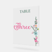 フローラエレガントの結婚テーブル番号3 アクリルサイン (傾斜)