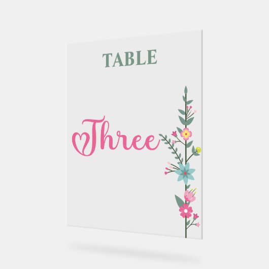 フローラエレガントの結婚テーブル番号3 アクリルサイン (傾斜)