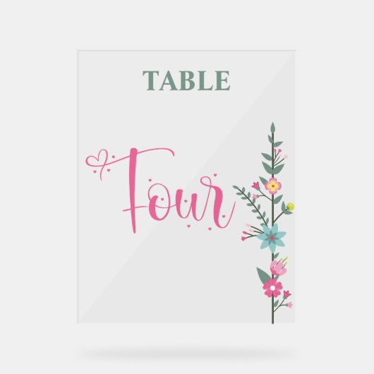 フローラエレガントの結婚テーブル番号4 アクリルサイン (正面)