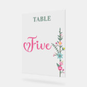 フローラエレガントの結婚テーブル番号5 アクリルサイン (傾斜)