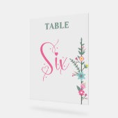 フローラエレガントの結婚テーブル番号6 アクリルサイン (傾斜)