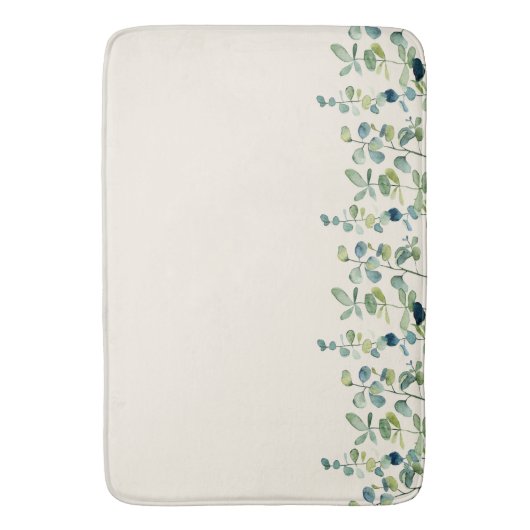 フローラエレガントの緑と白ユーカリ バスマット (正面縦)