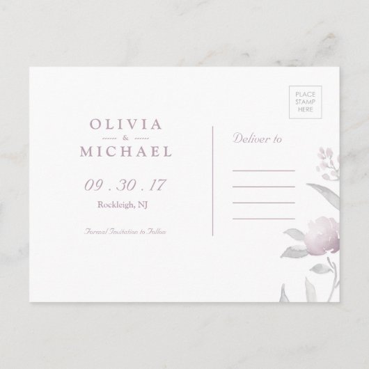 フローラエレガントのChinoiserie結婚式の日付を保存 案内ポストカード (裏面)