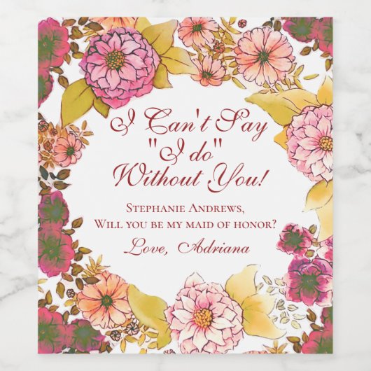 フローラエレガントは私のメイド・オブ・オーナー（花嫁付き添い人） ワインラベル (シングルラベル)