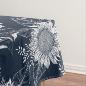 フローラエレガントひまわりネイビーブルーホワイトテーブルクロー テーブルクロス (インサイチュ)