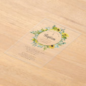 フローラエレガントひまわりリースガールバプテスマ アクリル招待状 (レイダウン)