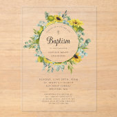 フローラエレガントひまわりリースガールバプテスマ アクリル招待状 (正面)