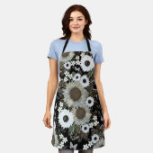 フローラエレガントひまわり柄エプロン エプロン (着用した状態)