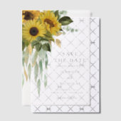 フローラエレガントひまわり結婚式の日付を保存 ベラム紙招待状 (オフセット (招待状))