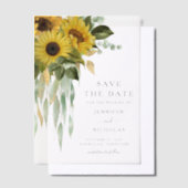 フローラエレガントひまわり結婚式の日付を保存 ベラム紙招待状 (オフセット)