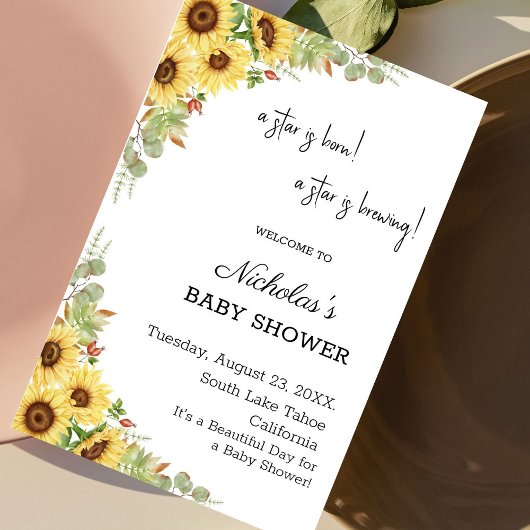 フローラエレガントひまわり赤ちゃんシャワー歓迎サイン ポスター