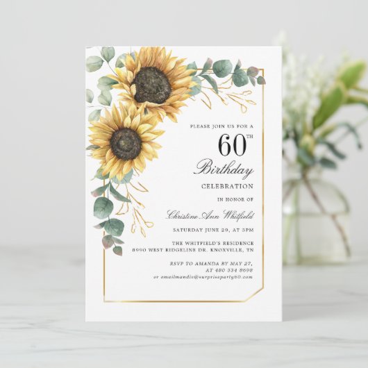 フローラエレガントひまわり60th誕生日パーティー 招待状 (スタンド正面)