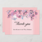 フローラエレガントほこりっぽいバラ サンキューカード (正面/裏面)