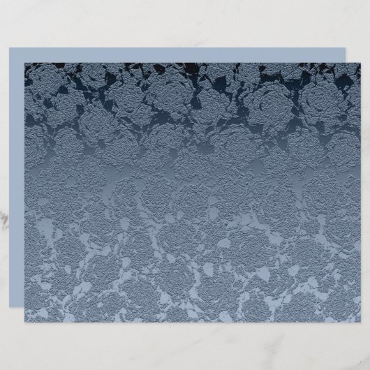 フローラエレガントほこりっぽい青い白いパターン (正面/裏面)