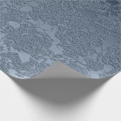 フローラエレガントほこりっぽい青い白いパターン ラッピングペーパー (角)