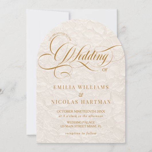 フローラエレガントアイボリーが全て自分の中に結婚ある 招待状 (正面)