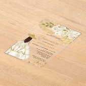 フローラエレガントアイボリー金ゴールドチャラキンセニェラ アクリル招待状 (レイダウン)