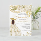 フローラエレガントアイボリー金ゴールドホースキンセアニラ 招待状 (スタンド正面)