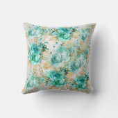 フローラエレガントアクア金ゴールドハンプトン海岸 クッション (裏面)