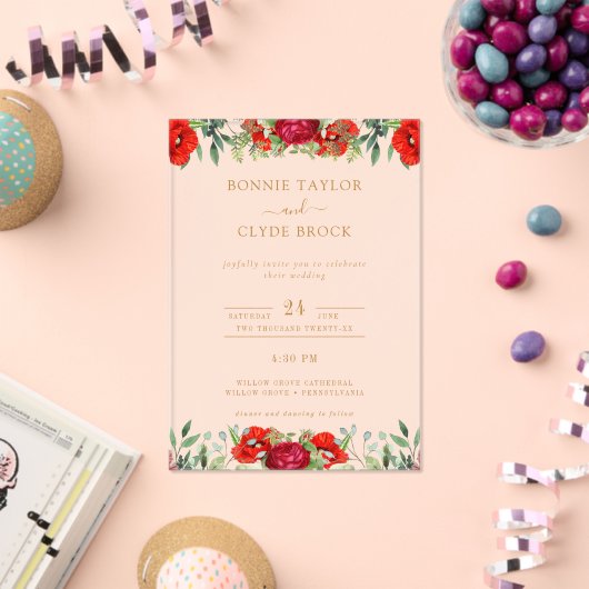 フローラエレガントアクリル結婚式招待状スイート アクリル招待状 (インサイチュ (お祝い))