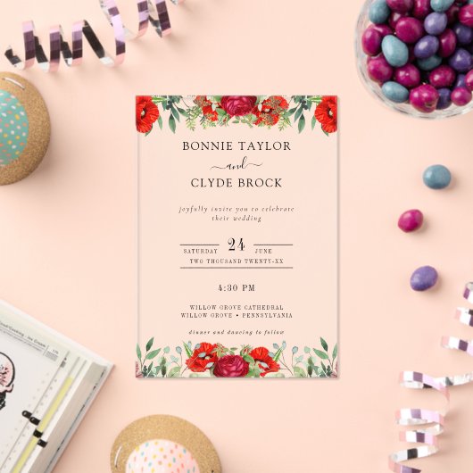 フローラエレガントアクリル結婚式招待状スイート アクリル招待状 (インサイチュ (お祝い))