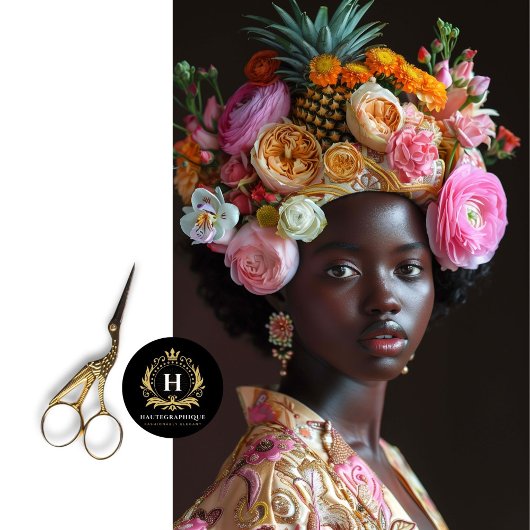 フローラエレガントアフリカ系アメリカ人女性デコパージュ 薄葉紙