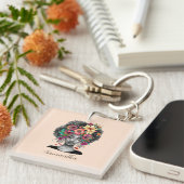 フローラエレガントアフロ女性 キーホルダー (正面右)