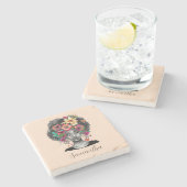 フローラエレガントアフロ女性 ストーンコースター (横)