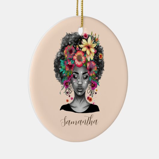 フローラエレガントアフロ女性 セラミックオーナメント (右)